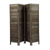 4-Panel Wood Room Divider Louver Partition Screen, 5.6 Ft. Tall Folding Privacy Screen for Home Office, Bedroom, Rustic Brown XH