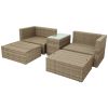 Backyard Pool Outdoor Furmiture 5-Piece Rattan Sectional Sofa Set