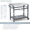 Outdoor Prep Cart Dining Table for Pizza Oven, Patio Grilling Backyard BBQ Grill Cart