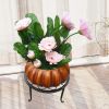 Plant Stand Floor Flower Pot Rack Round Iron Home Garden Indoor Balcony Decor