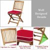 3 Pieces Patio Folding Wooden Bistro Set Cushioned Chair