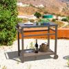 Outdoor Prep Cart Dining Table for Pizza Oven, Patio Grilling Backyard BBQ Grill Cart