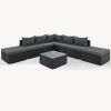 8-Pieces Outdoor Patio Furniture Sets, Garden Conversation Wicker Sofa Set, Single Sofa Combinable, Beige Cushions Gray Wicker